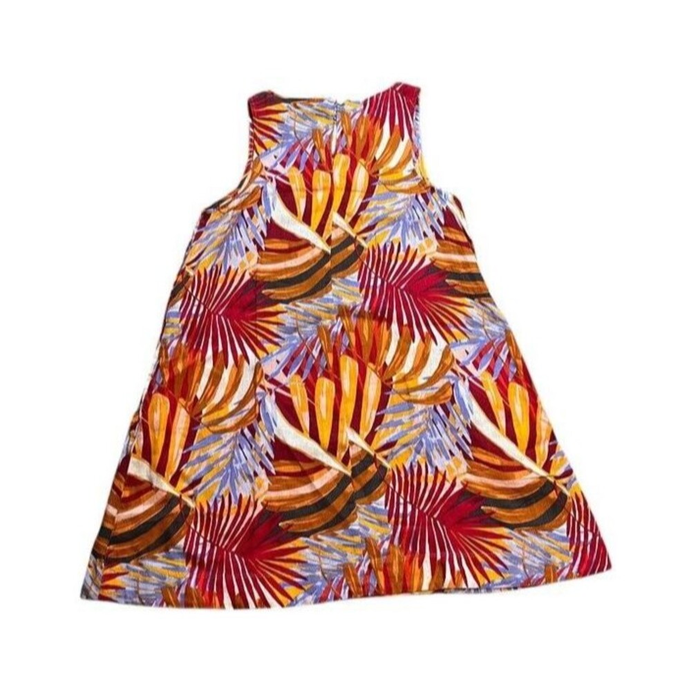 C&C California 100% Linen Dress Women's Size Large Colorful Tropical Leaves